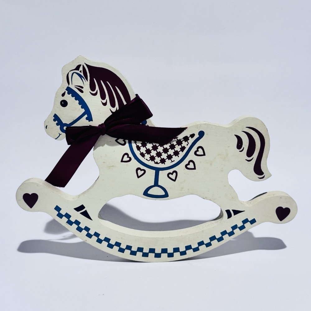 Vintage Handmade Wooden Country Nursery Rocking Horse Hanging Wall Decor